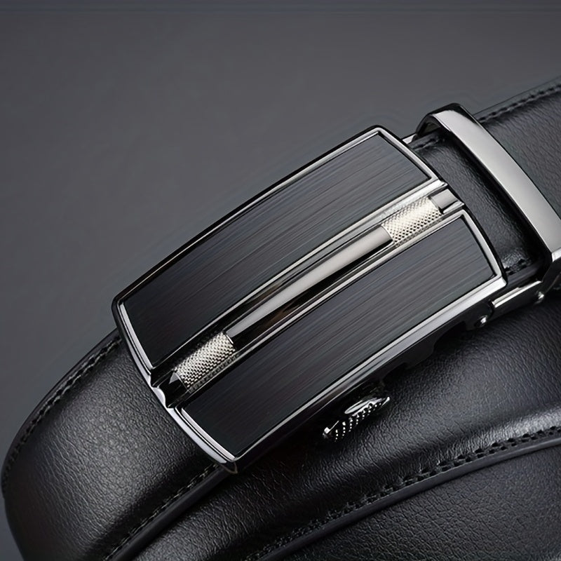 High End Men's Leather Business Belt with Automatic Buckle