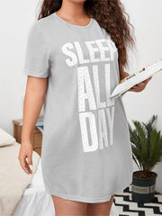 Lounge Dress Women's Plus Polka Dot Letter Print Short Sleeve