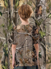 Boys Tree Branches 3D Print Tee Tops Casual Short Sleeve T-shirt