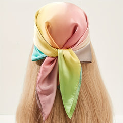 Satin Block Bandana Gradient Silk Head Wrap Neckerchief Hair Accessories