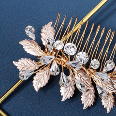 Ancient Style Rhinestone Hair Comb Leaf Insert Bridal Hair Accessorie