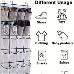 Over The Door Shoe Rack with 28 Large Mesh Pockets Organizer