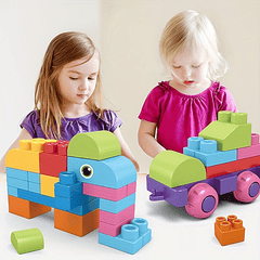 Large Particle Soft Rubber Building Blocks for Infants