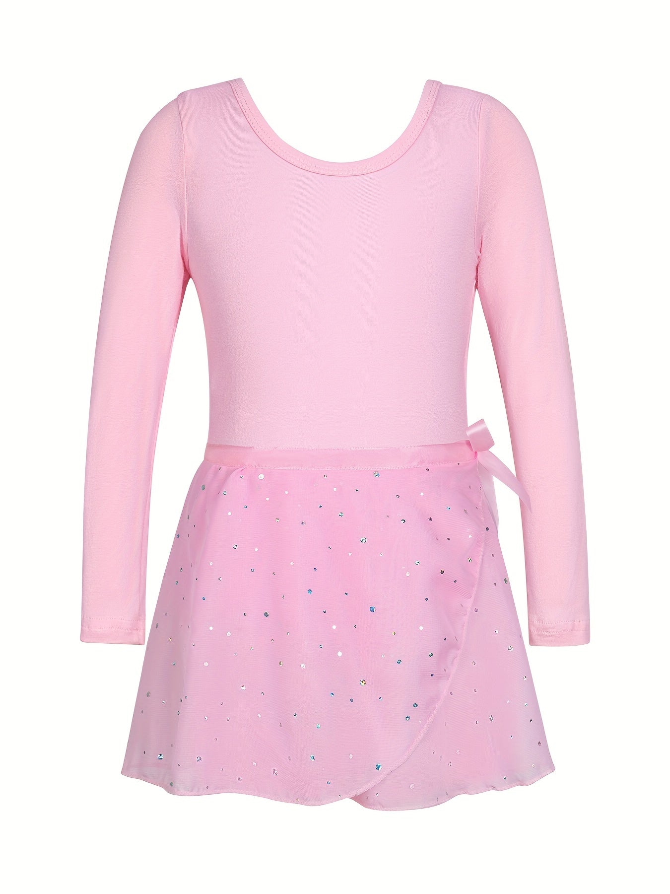 Girls Sequin Dancing Dress Long Sleeve Exercise Skirt
