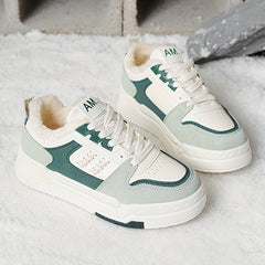 Women's Winter Skate Shoes Faux Fur Lined Low Sneakers Lace up