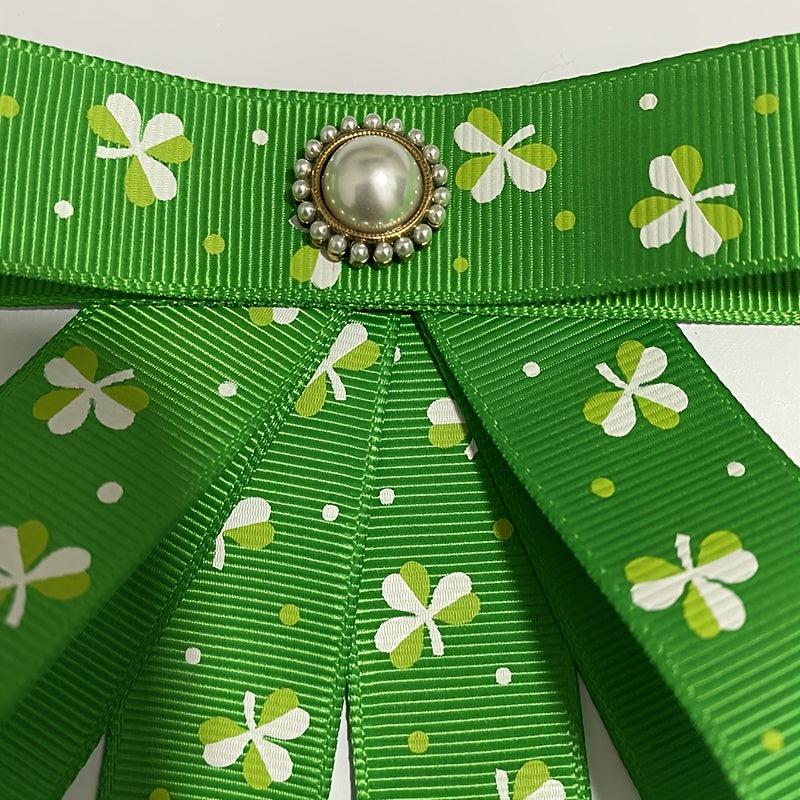 St Patrick's Lucky Clover Bow Tie Green Double Layer