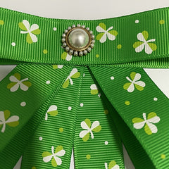 St Patrick's Lucky Clover Bow Tie Green Double Layer