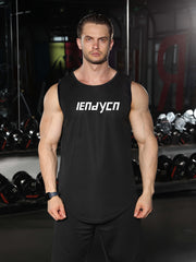 Men's Letter Pattern Sports Tanktop Quick Drying Breathable Shirt