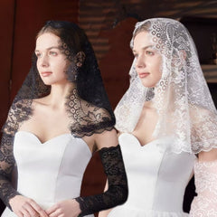 2pcs Bridesmaid Lace Veil & Ice Sleeve Set