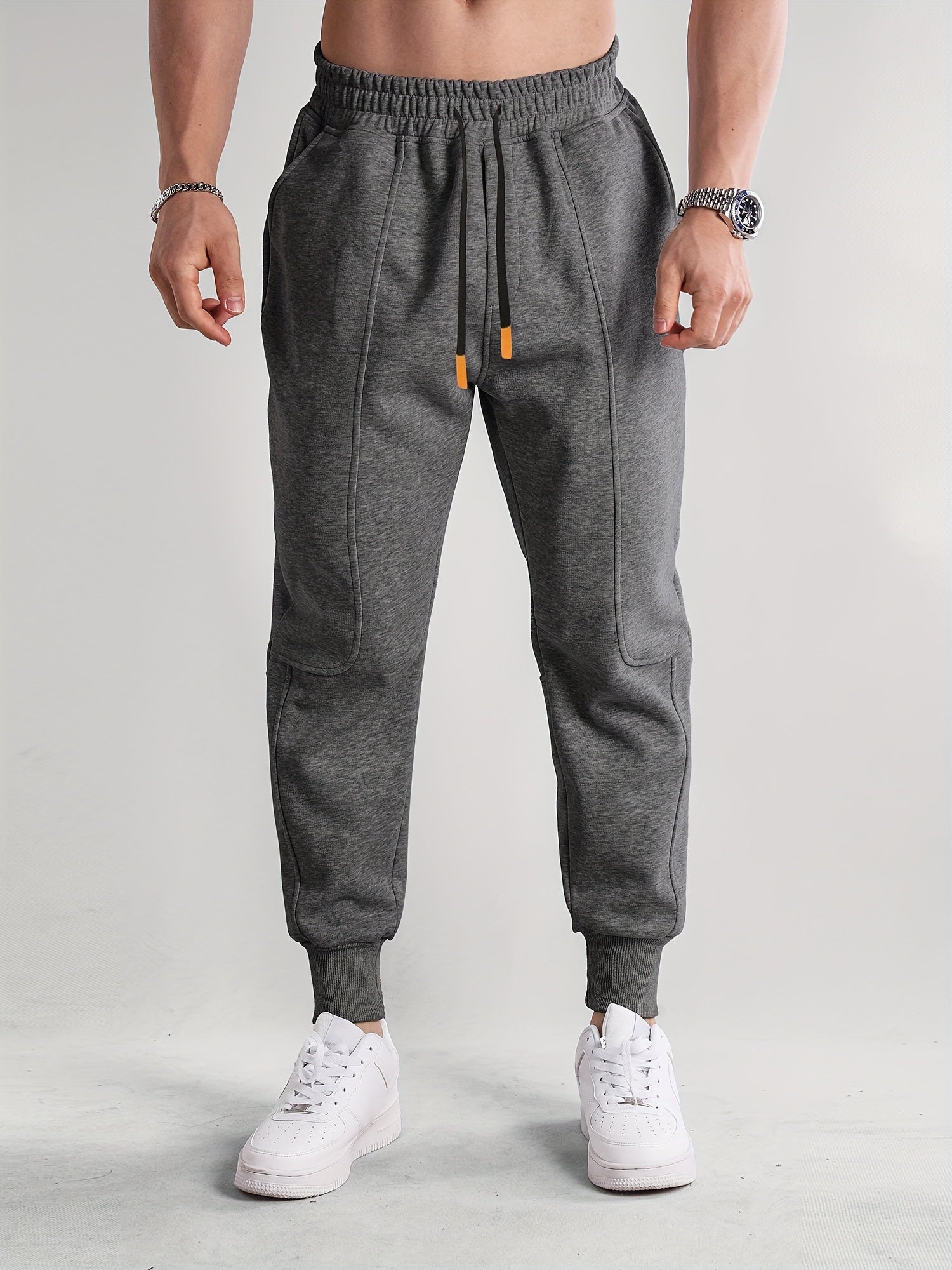 Men's Drawstring Solid Sweatpants Warm Casual Jogger Pants