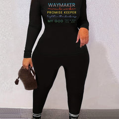 Letter Print Tee & Leggings 2pcs Set