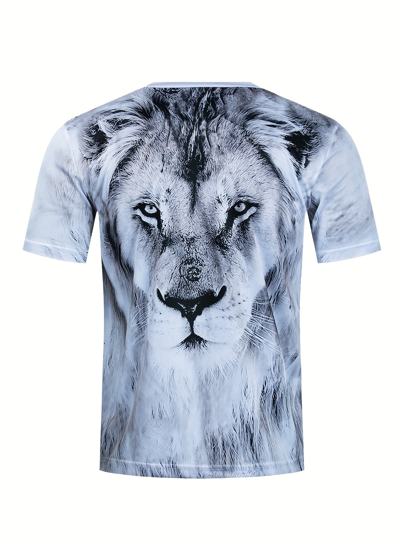 Men's Lion Pattern 3D Print Sports T-shirt Casual Round Neck Tee Shirt