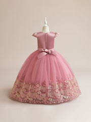 Girls Embroidered Fit and Flare Prom Dress for Party Show