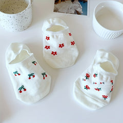 5 Pairs Fruit Floral Print Ankle Socks Women's Stockings