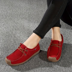 Women's Comfy Lace Up Soft Sole Micro Suede Flat Shoes
