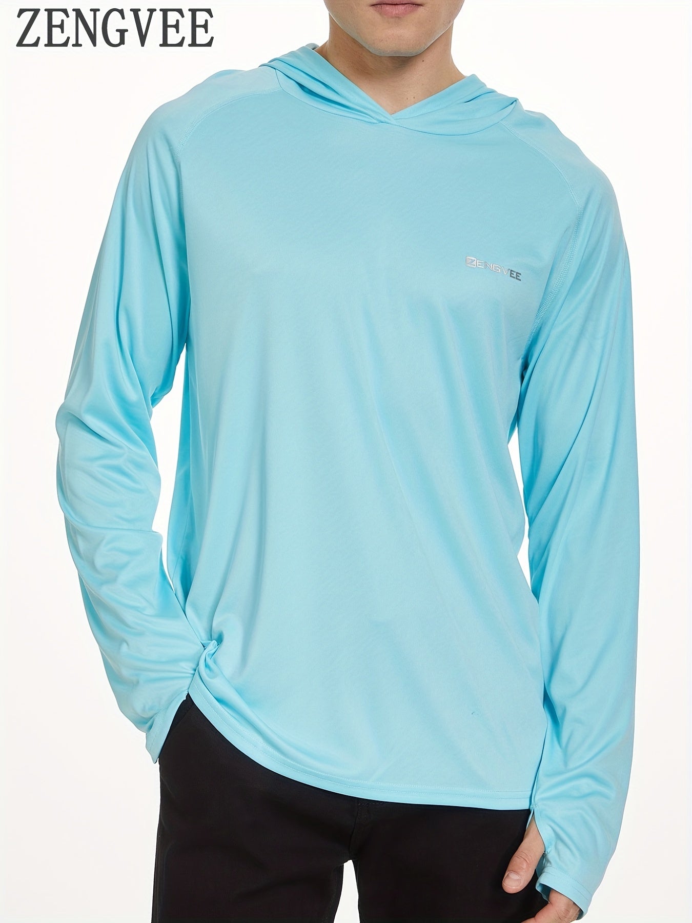 ZENGVEE Men's UPF 50 Sun Protection Hooded Shirt Quick Dry