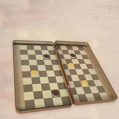 Portable Magnetic Checkers & Chess Set