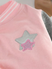 Star Girl's Soft Cotton Varsity Jacket Block School Baseball Jackets