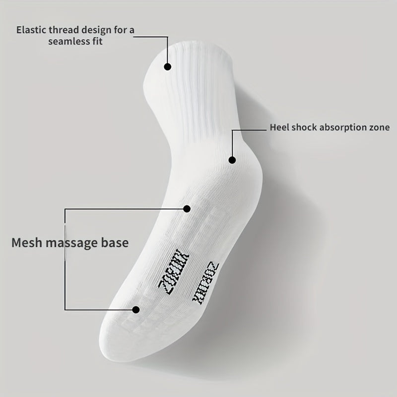 4 Pairs Men's Cotton Crew Socks Moisture Wicking Breathable Mesh