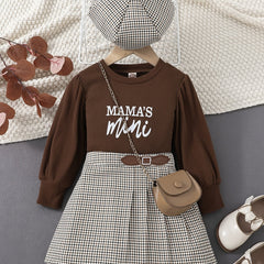 3pcs Baby Girls Puff Sleeves Top & Skirt & Berets Set Kids Clothes