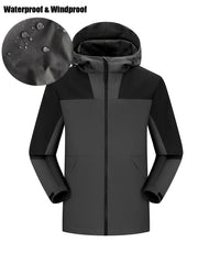 Men's Casual Hooded Block Waterproof Windbreaker Jacket Coat