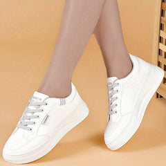 Women's Lace Up Solid Sneakers Round Toe Non slip Casual Outdoor Shoes