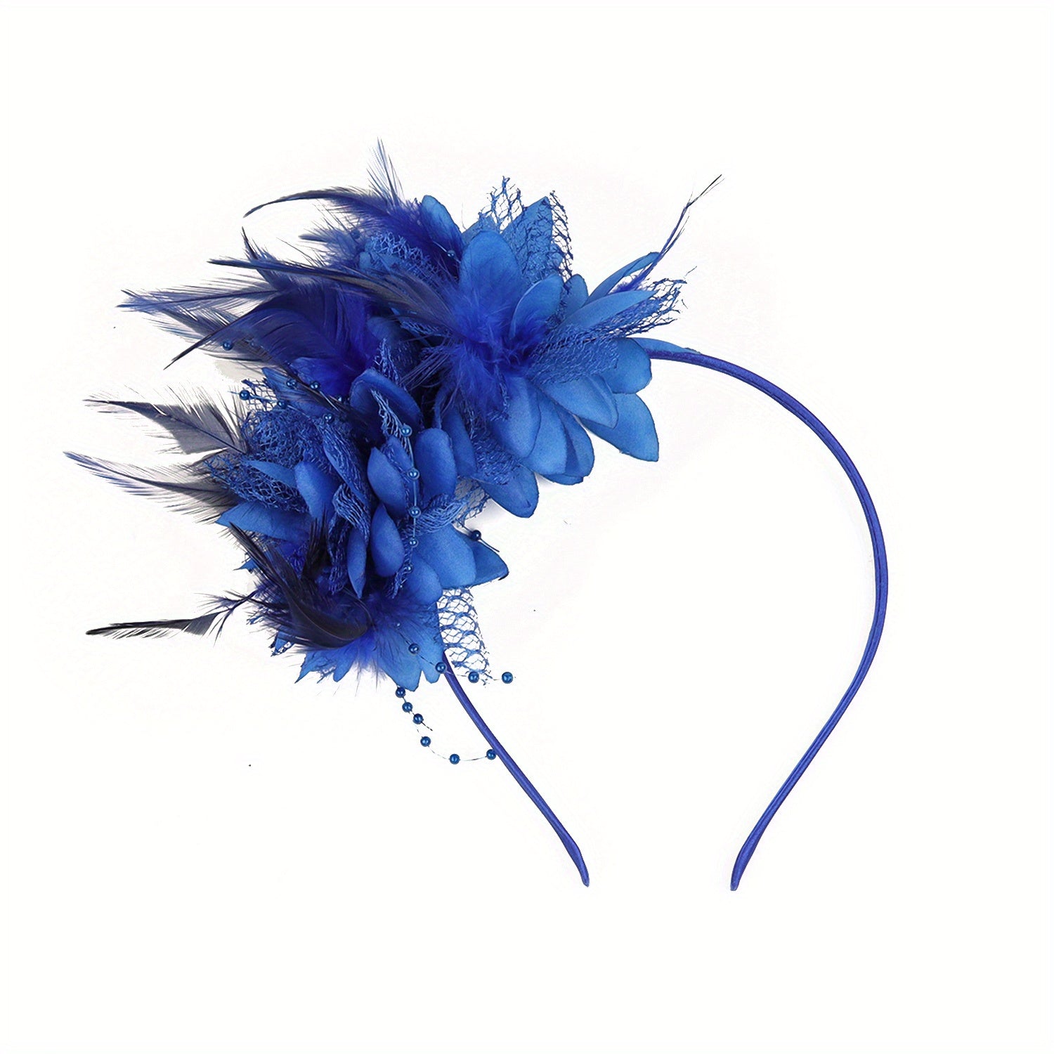 Faux Feather Flower Headband Fancy Tea Party Derby Cocktail Hat