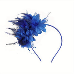 Faux Feather Flower Headband Fancy Tea Party Derby Cocktail Hat