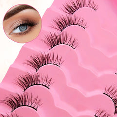 7 Pairs Natural Cross Curling Cat Eye False Eyelashes for Dramatic Look