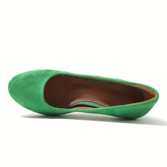 Women's Comfy Round Toe Slip On Pumps Low Heel Shoes