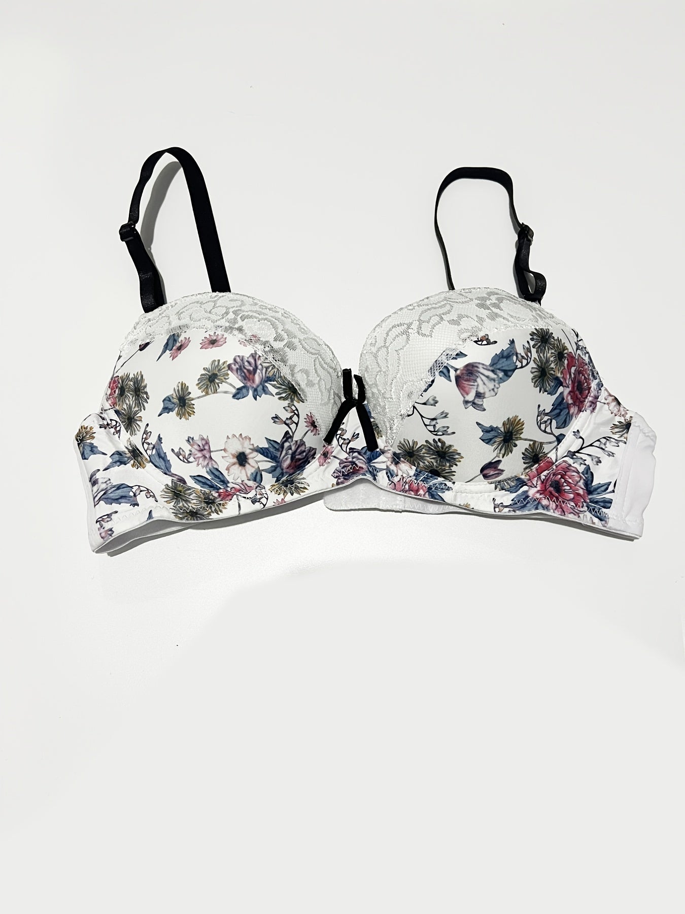 Sweet Lace Floral Print Bra Retro Bralette Women's Lingerie
