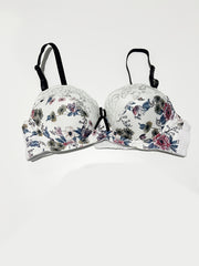 Sweet Lace Floral Print Bra Retro Bralette Women's Lingerie