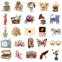 50pcs Vintage Stickers Waterproof DIY Water Bottles Laptops Phones