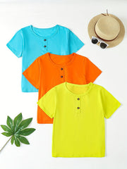 3pcs Kids Short Sleeve T-shirt Set for Spring Summer Activities