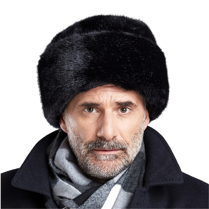Men's Artificial Leather Elderly Hat King's Hat Mid Flat Top Lightning H