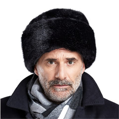 Men's Artificial Leather Elderly Hat King's Hat Mid Flat Top Lightning H