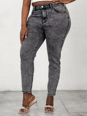 High Waist Button Up Skinny Jeans Women's