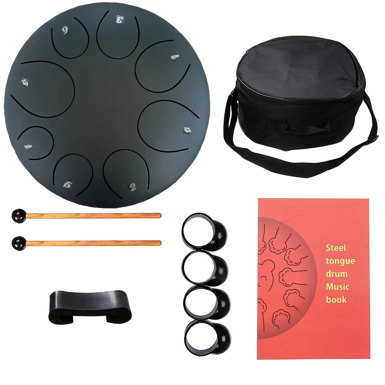 10 inch Steel Tongue Drum for Beginners with Accessories and Music Book