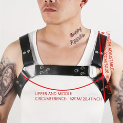 Men's Adjustable PU Leather Chest Harness for Cosplay Party