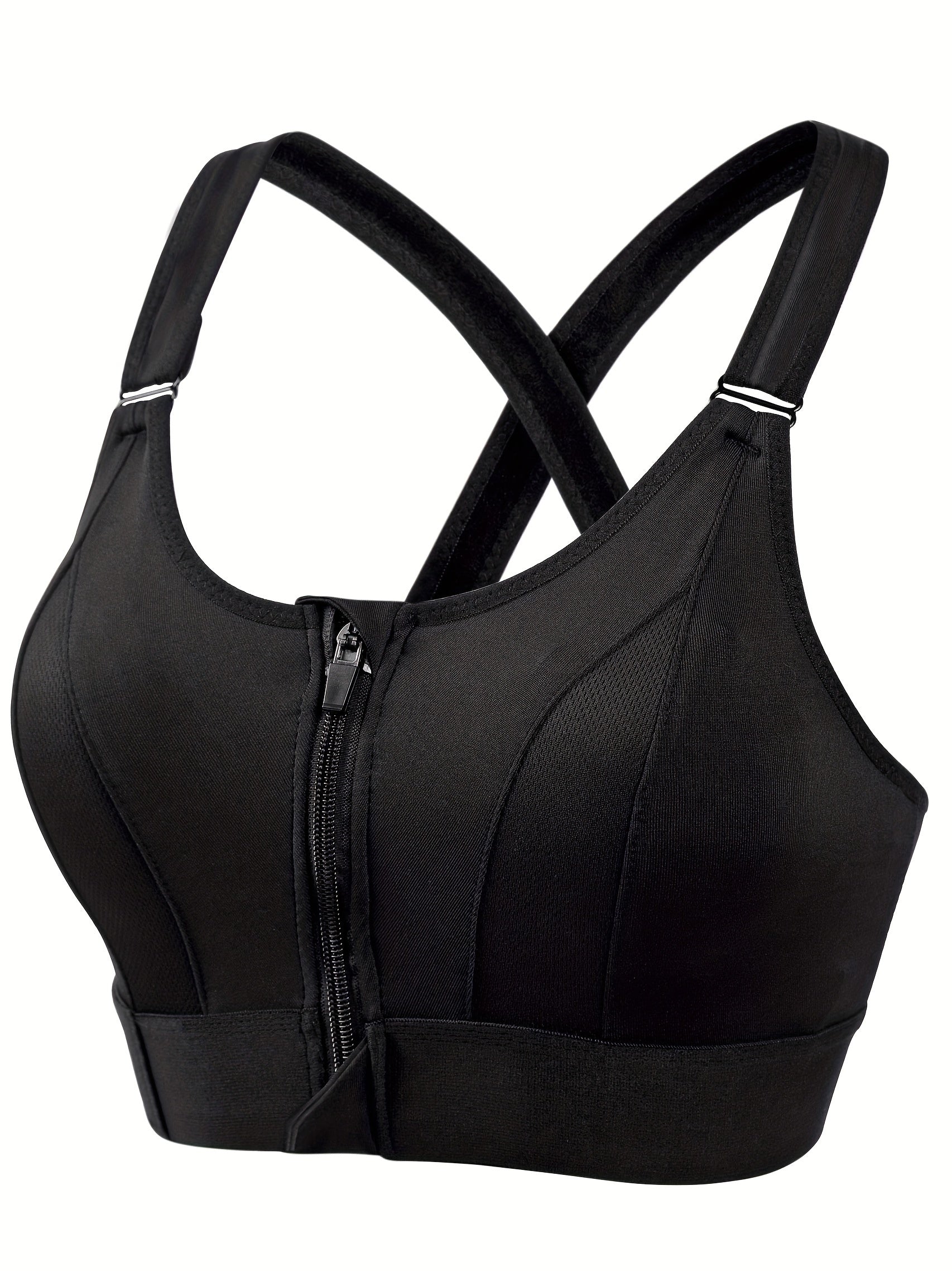 Women's Zipper Sports Bra Shockproof Yoga Top
