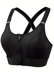 Women's Zipper Sports Bra Shockproof Yoga Top