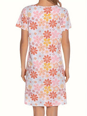 Floral Print NightDress Short Sleeve Pajama Dress