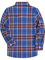 Boy's Plaid Long Sleeve Button Down Shirt