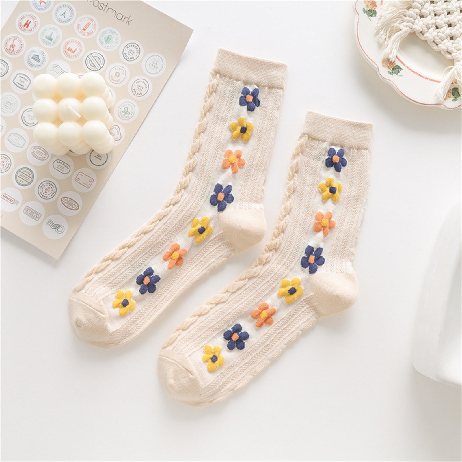 Women's Vertical Floral Socks - 5 Pairs