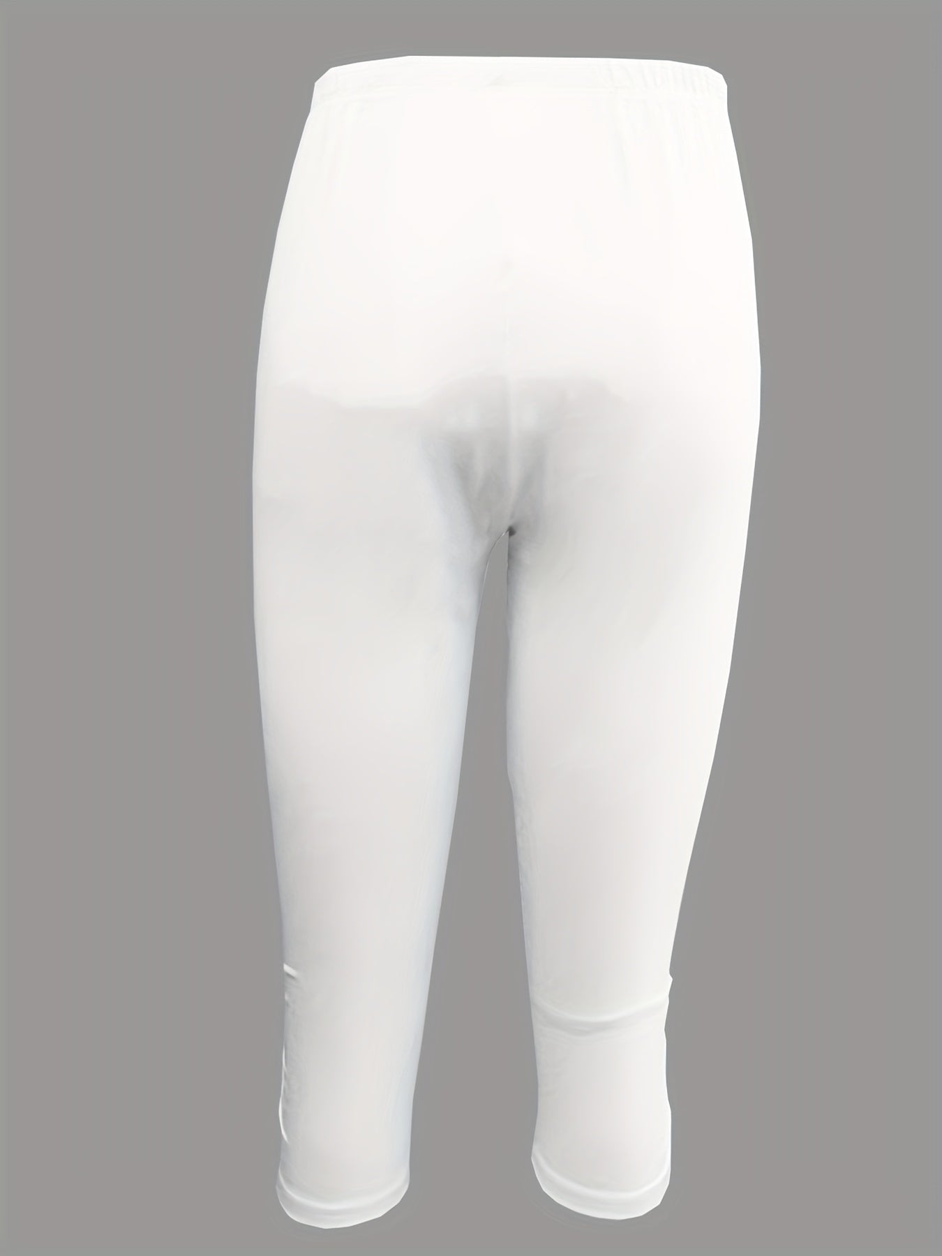 Ruched Skinny Capris Leggings Elastic Waist Crop Leggings