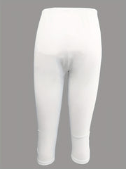 Ruched Skinny Capris Leggings Elastic Waist Crop Leggings