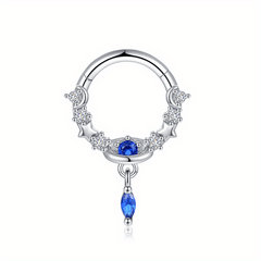 Zircon Inlaid Septum Nose Ring Body Piercing Jewelry