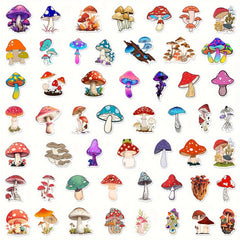 50pcs Cartoon Mushroom Waterproof Stickers For Guitar Skateboard Phone