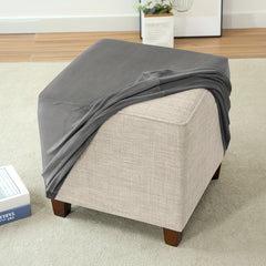 Velvet Square Ottoman Slipcover Elastic All-inclusive Stool Cover