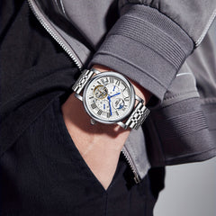 KUERST Retro Youth Men's Steel Strap Automatic Mechanical Watch Waterproof